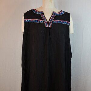 Kelly Renee Geometric Embroidered Sleeveless V Neck Blouse Size 2X(20W-22W)